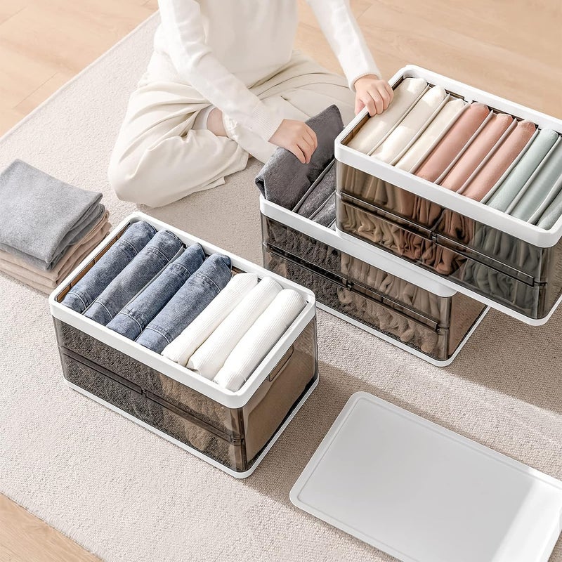 MAPPLE CREATION MAPPLE CREATION Clothes Organizer for Pants Folded Clothes Storage Organizer with Lid And 7 GridsWardrobe Clothes Organizer for Foldeding Clothes Stackable Storage Bins for ClothesCloset Organizers Storage for Jeans Shirt Dresses Tshirts  - Image 4