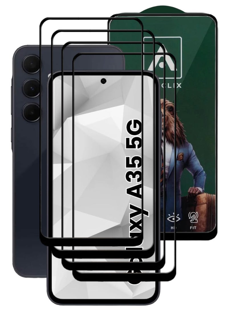 ACLIX 4 Pieces Tempered Glass Screen Protector Antistatic ESD Dustproof Premium Quality High Definition Designed For Samsung Galaxy A35 - Image 1