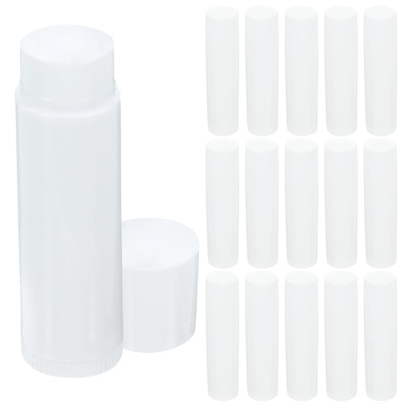 50Pcs Lip Balm Tubes with Caps Transparent Lipstick Container for DIY Lip Balm Easy Push Wheel Mechanism for Moisturizing and Chapped Lips White Tubes and Caps - Image 1