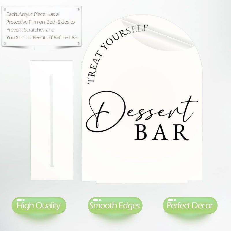 JINMURY Acrylic Dessert Bar Sign- 8x10 White Arch Acrylic Table Top Sign and Base,1/8" Thick | Dessert Bar Signs for Wedding & Party (White, 8x10 Inch) - Image 3