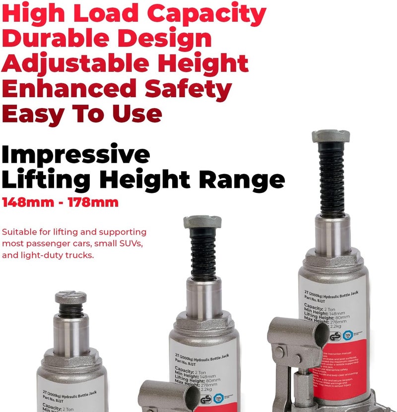 SIMPLY Auto 2T Hydraulic Bottle Jack BJ2T (2 Tonne, 2000kg) - Image 5