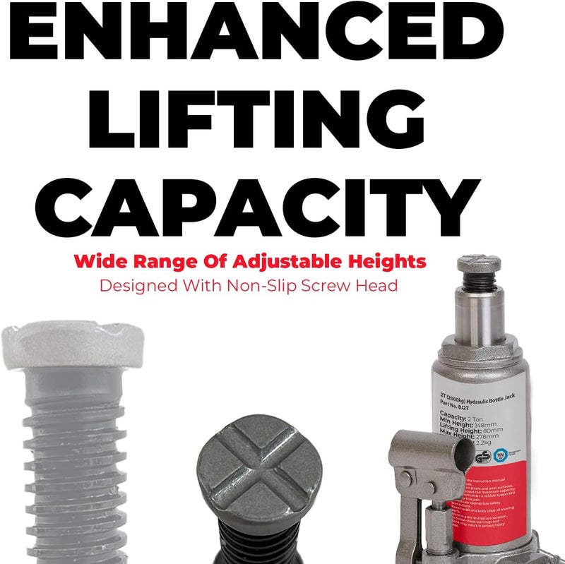 SIMPLY Auto 2T Hydraulic Bottle Jack BJ2T (2 Tonne, 2000kg) - Image 3