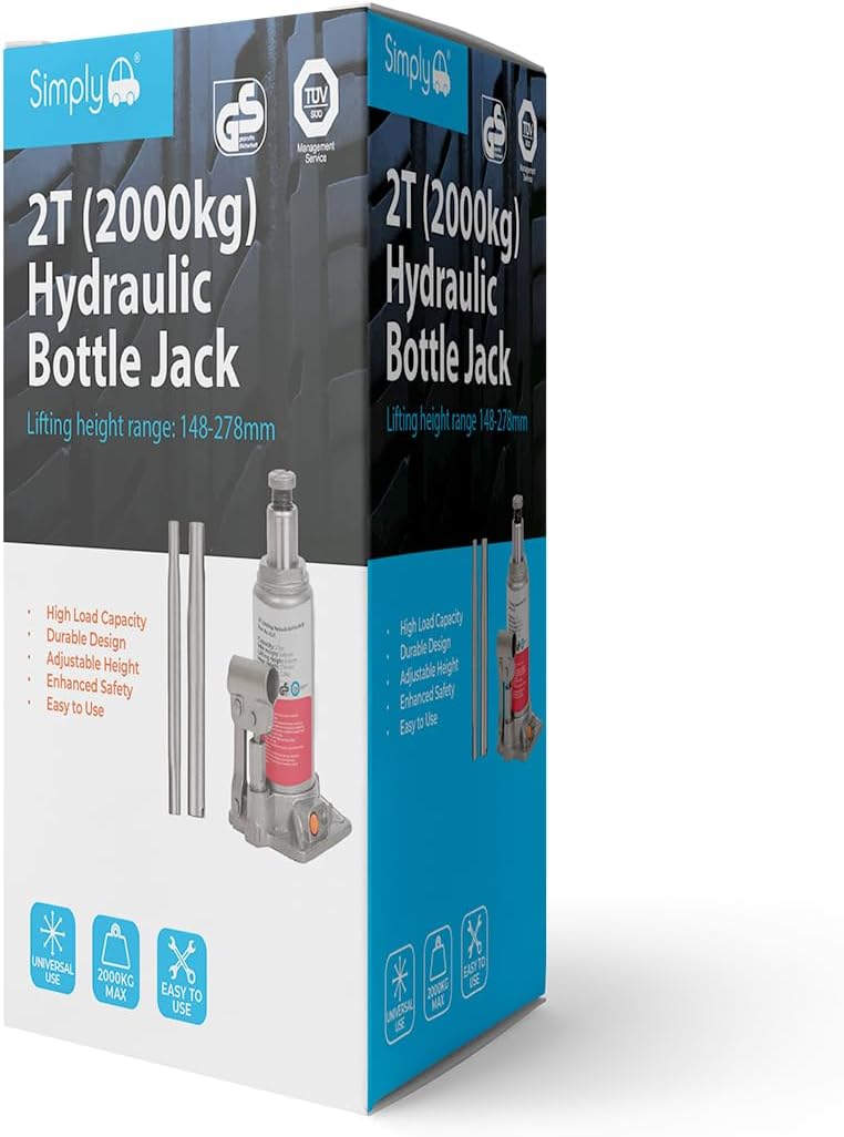 SIMPLY Auto 2T Hydraulic Bottle Jack BJ2T (2 Tonne, 2000kg) - Image 2