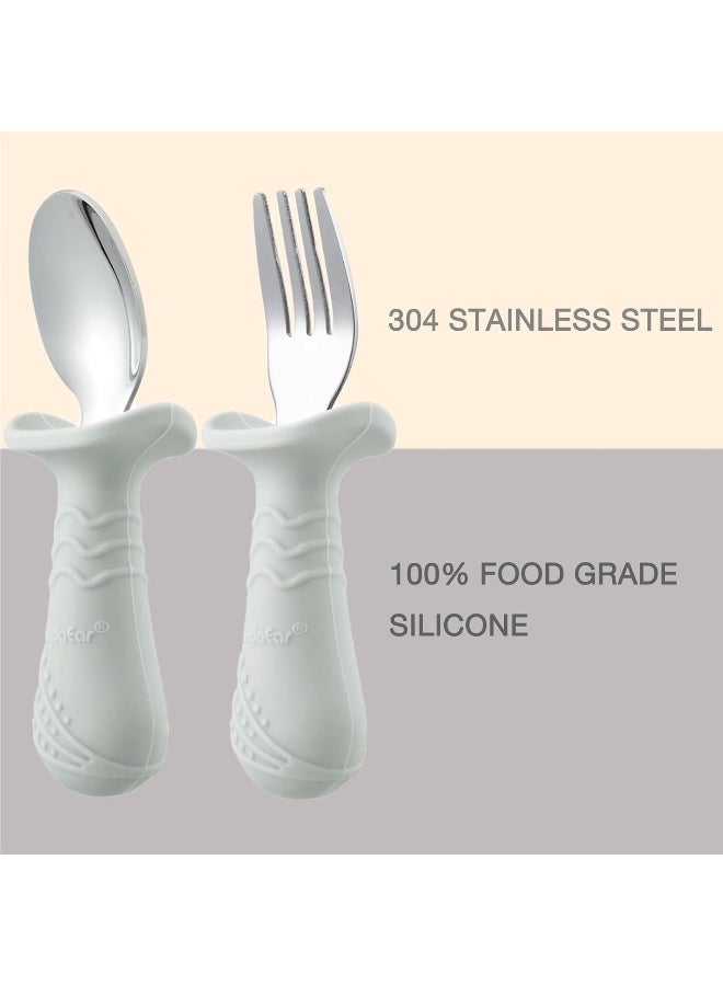 PandaEar PandaEar Baby Toddler Fork and Spoon Utensil Set, 6 Pack Silicone Stainless Steel Silverware Spoon Fork for Babies Toddler, BPA Free with Silicone Holding Anti-Choke Design  - Image 5