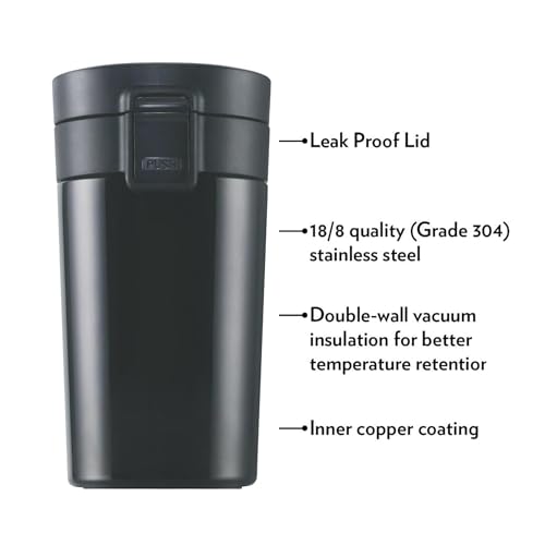 Sulfar Hydra Vacuum Insulated 300 ml Coffeemate Stainless Steel Travel Mug Spill Proof (Black) - Image 2