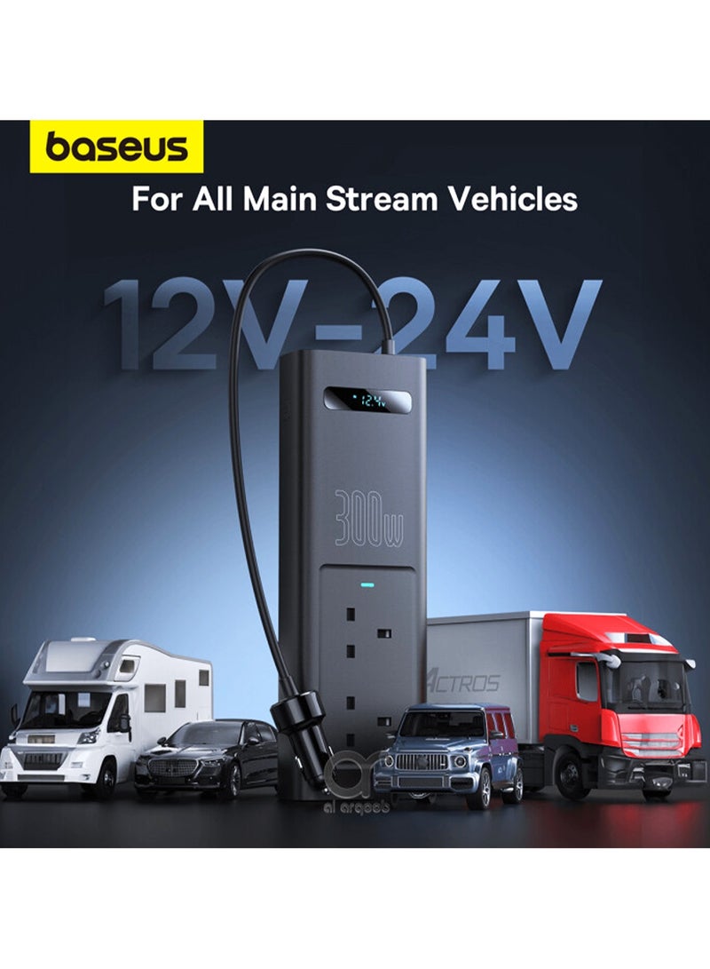 بيسوس BASEUS محول طاقة السيارة 220 فولت 300 واط 12 فولت إلى 220 فولت خارج الذكية عرض سيارة العاكس 220 فولت + USB + نوع C منافذ سيارة PD شاحن - Image 5