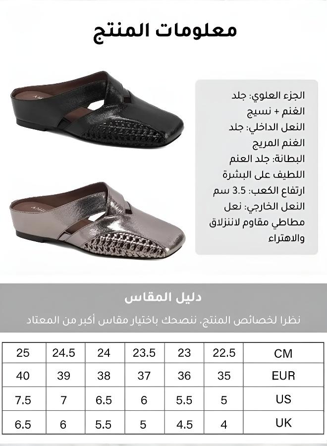 صنادل نسائية بكعب منخفض وتصميم مغلق من الأمام بأسلوب فرنسي - Image 5