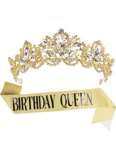 Birthday Crowns for Women, Aprince Birthday Tiaras for Women Crowns and Tiaras for Women Girls Birthday Crown and Birthday Queen Sash Gold Crown Queen tiara for Wedding Prom Party Halloween