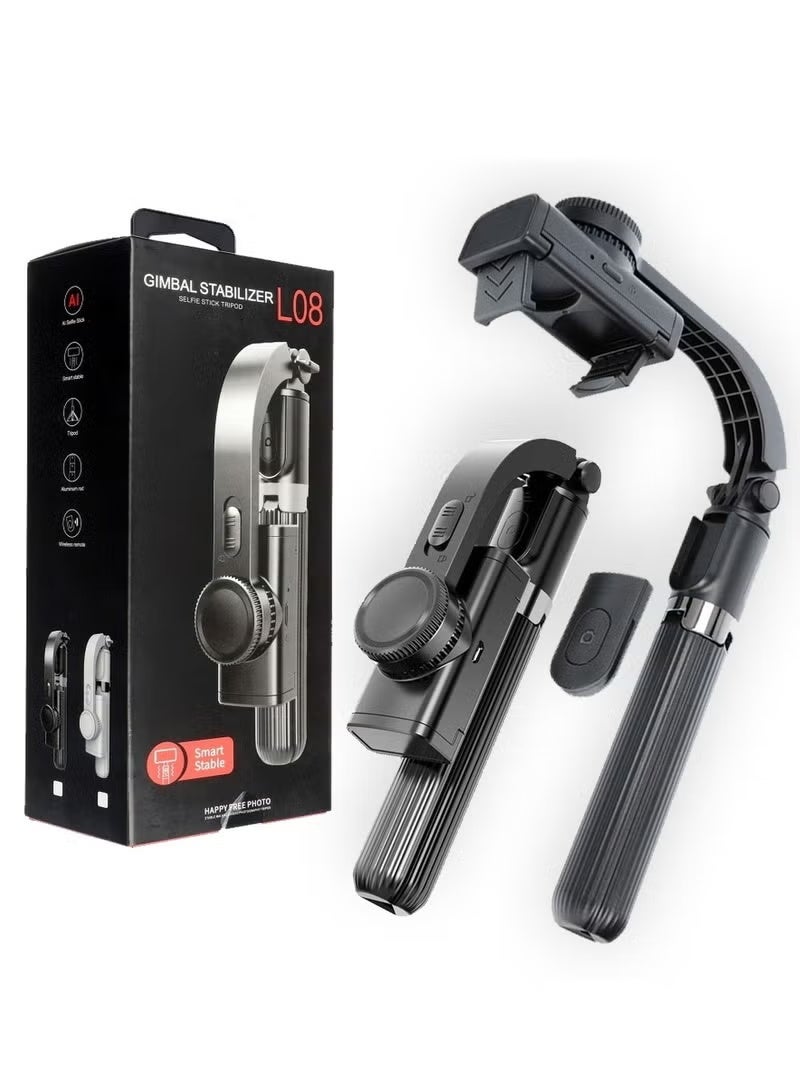 GENNEXT L08 Bluetooth Handheld Gimbal Stabilizer Mobile Phone Selfie Stick Holder Adjustable Selfie Stand With tripod - Image 1