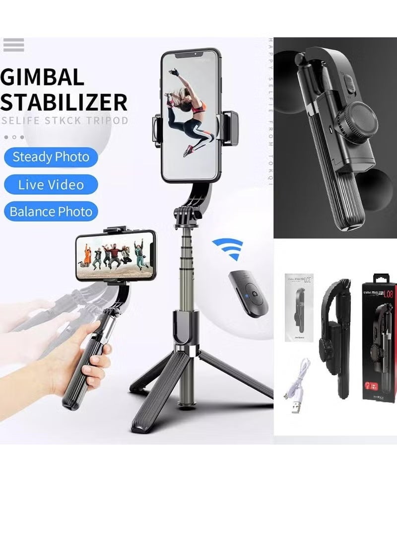 GENNEXT L08 Bluetooth Handheld Gimbal Stabilizer Mobile Phone Selfie Stick Holder Adjustable Selfie Stand With tripod - Image 3