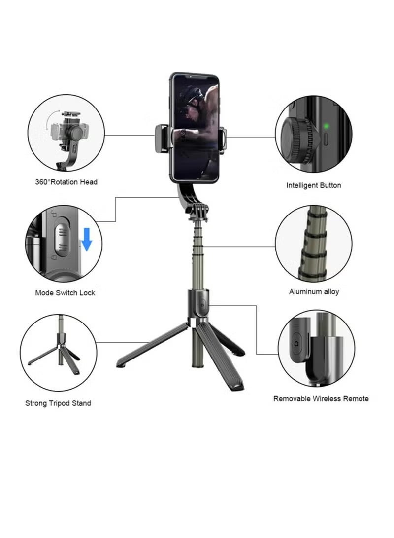 GENNEXT L08 Bluetooth Handheld Gimbal Stabilizer Mobile Phone Selfie Stick Holder Adjustable Selfie Stand With tripod - Image 2