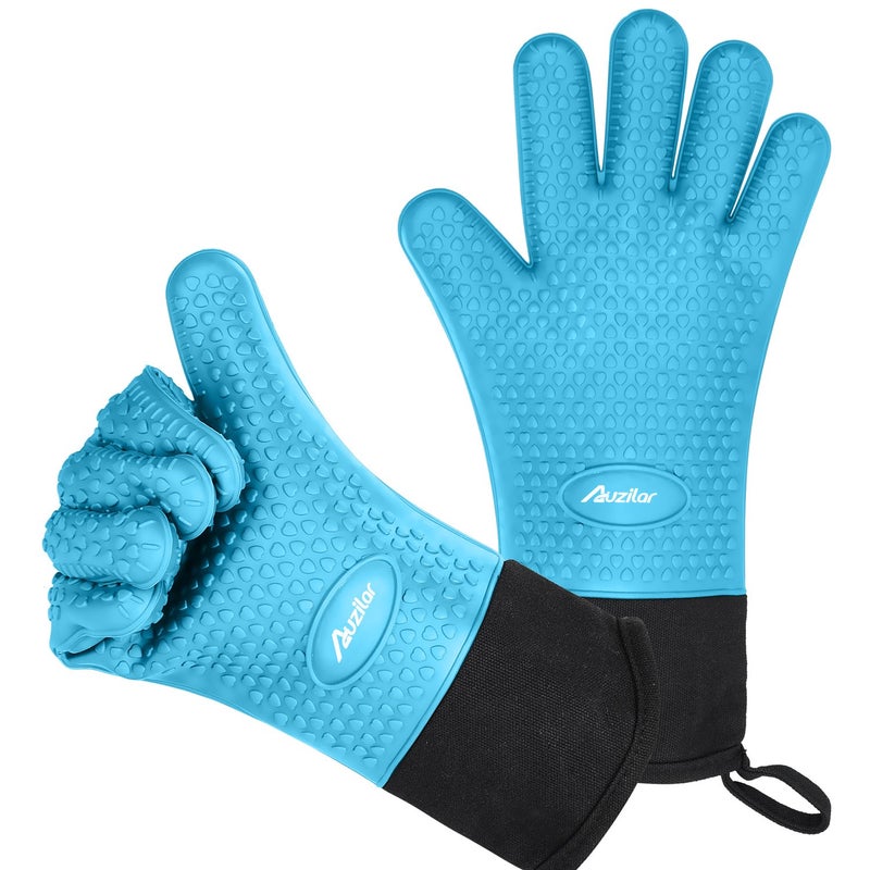 Auzilar Auzilar Silicone Cooking Gloves Grilling Gloves Heat Resistant Gloves BBQ Kitchen Silicone Oven Mitts Long Waterproof NonSlip Potholder for Barbecue Cooking Baking