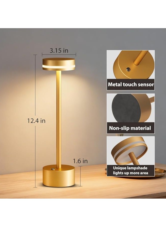 BIG CLICK Modern LED Rechargeable Cordless Table Lamp with Touch Sensor, Aluminum Shell, Brightness Adjustable , 3 Levels Brightness, USB-C Charging Port, Portable Metal Bedside Lamp - Image 2