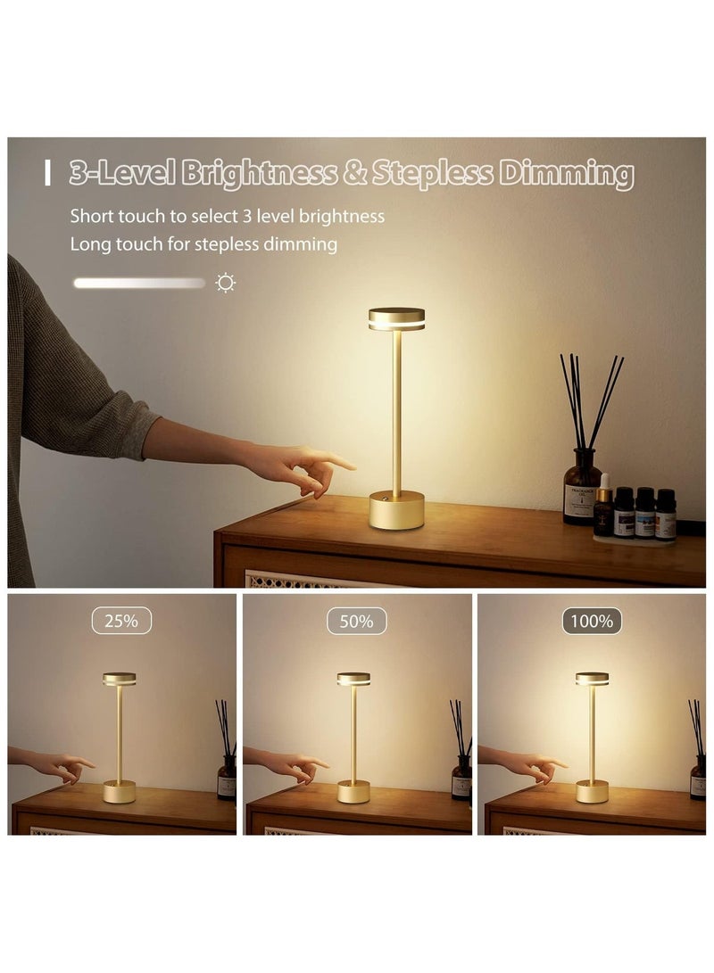 BIG CLICK Modern LED Rechargeable Cordless Table Lamp with Touch Sensor, Aluminum Shell, Brightness Adjustable , 3 Levels Brightness, USB-C Charging Port, Portable Metal Bedside Lamp - Image 5