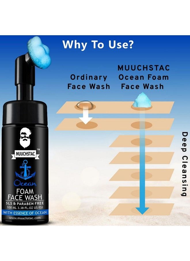 MUUCHSTAC - غسول الوجه برغوة المحيط للرجال يستخدم يوميًا للتنظيف العميق ومكافحة حب الشباب والبثور وتفتيح البشرة ونضارة فورية 100 مل - Image 1
