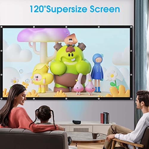 Frocopo 120 inch Projector Screen, 16:9 Foldable Anti-Crease Portable Projection Movies Screens, Double Sided Washable Outdoor Projector Screen for Home Theater, Camping Party, Office - Image 2