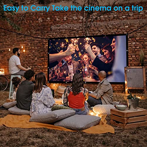 Frocopo 120 inch Projector Screen, 16:9 Foldable Anti-Crease Portable Projection Movies Screens, Double Sided Washable Outdoor Projector Screen for Home Theater, Camping Party, Office - Image 3