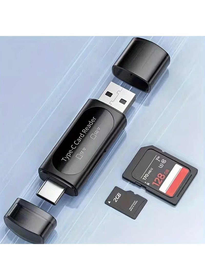 قارئ بطاقات SD صغير USB 4 في 1 بفتحتين للبطاقات - من النوع C/USB - Image 1