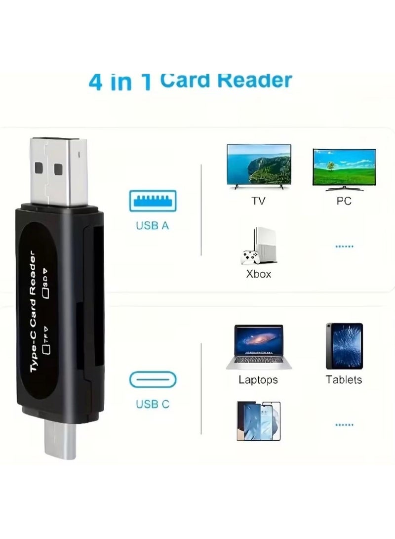 قارئ بطاقات SD صغير USB 4 في 1 بفتحتين للبطاقات - من النوع C/USB - Image 4