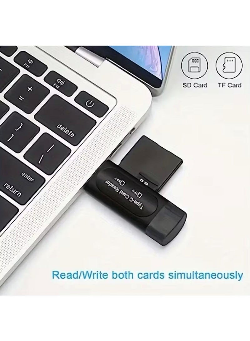 قارئ بطاقات SD صغير USB 4 في 1 بفتحتين للبطاقات - من النوع C/USB - Image 3