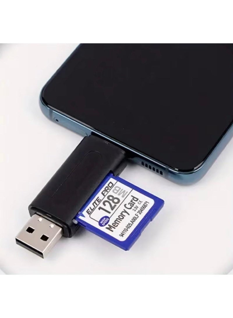 قارئ بطاقات SD صغير USB 4 في 1 بفتحتين للبطاقات - من النوع C/USB - Image 2