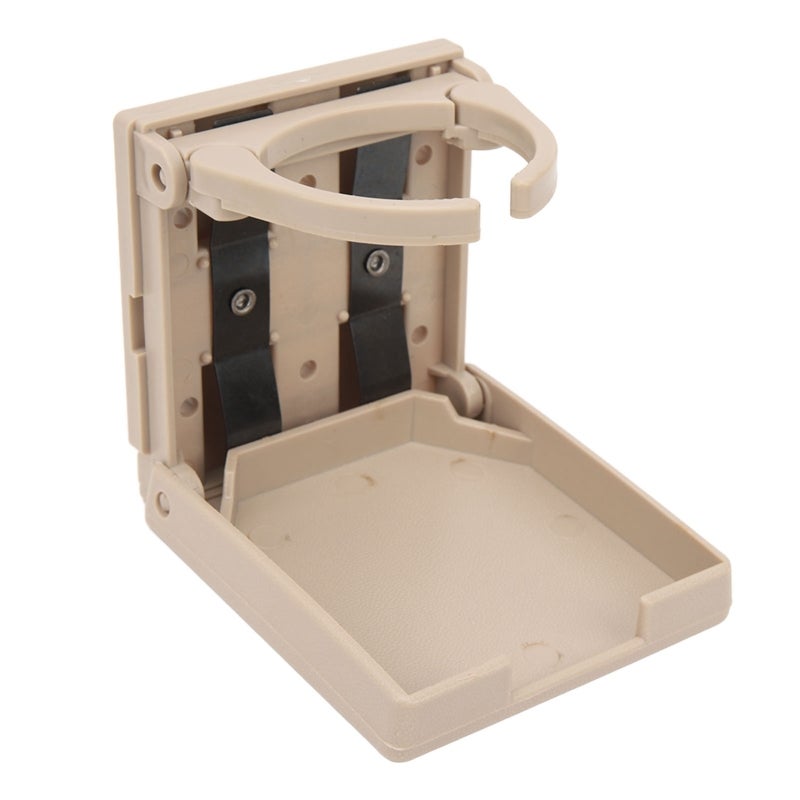 Foldable Cup Holder Beige Premium Plastic - Durable Waterproof Easy Clean Car Drink Holder - Space Saving Folding Design for RV SUV Car - Image 5