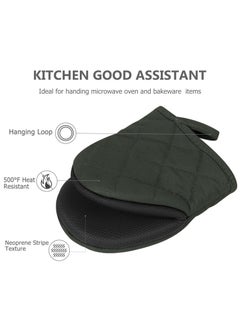sokany 1 Pair Short Oven Mitts - Silicone Kitchen Oven Gloves High Heat Resistant, Mini Oven Mits with Non-slip Grip Surfaces and Hanging Loop for BBQ, Baking, Cooking and Grilling (Black)  - Image 3