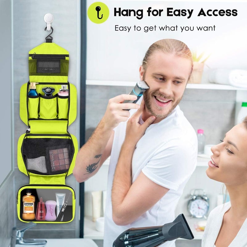 NALACAL Toiletry Bag for Men & Women | Large for Traveling | Hanging Compact Hygiene Bag with 4 Compartments 3 in 1 Multifunctional Large Makeup Cosmetic Case Waterproof Bathroom Shower Bag (Black) - Image 3