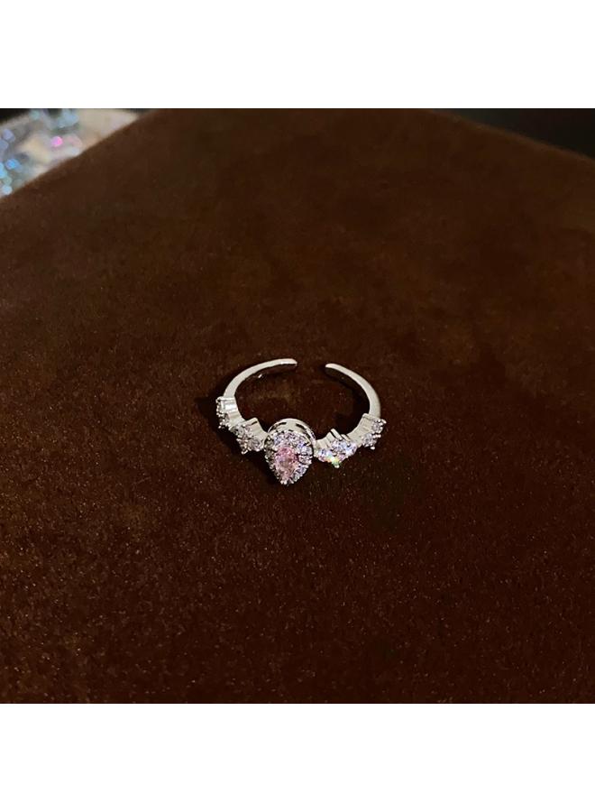 Sterling Silver Zircon Geometric Plain Ring Women's Fashion All-match Popular Index Finger Ring Light Luxury High-grade Jewelry