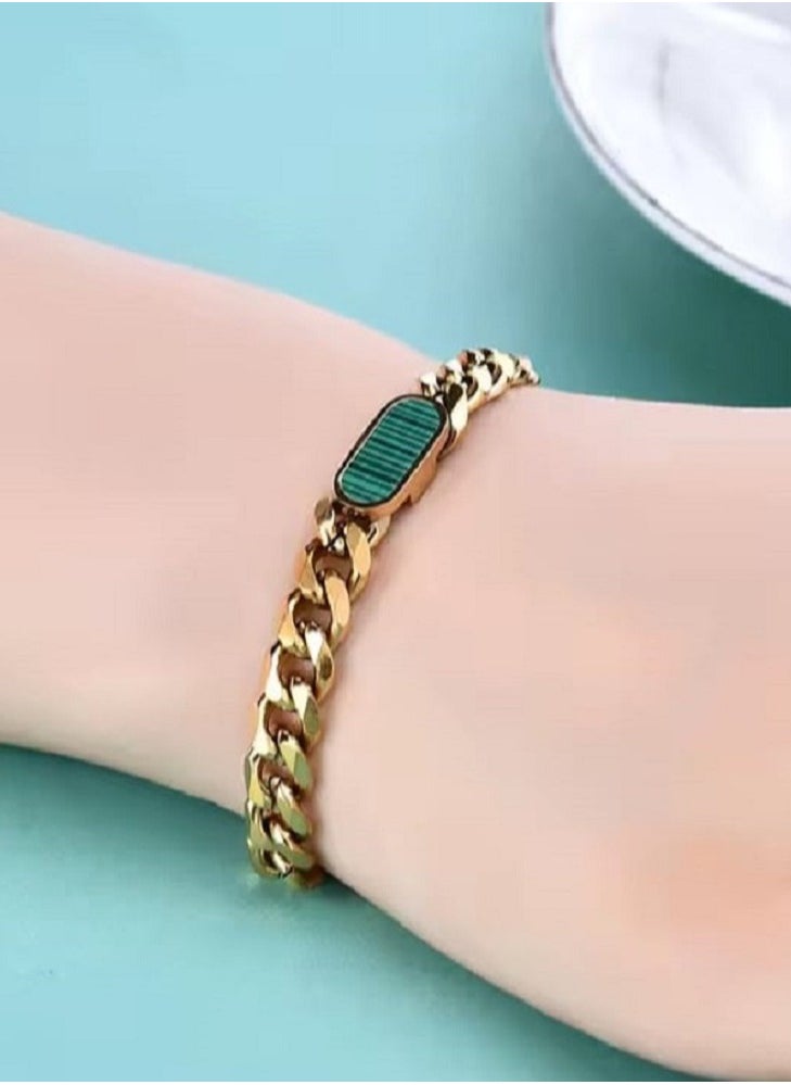 Ward Women's Thick Bracelet with Square Design and Colored Stone in Stainless Steel  - Image 4