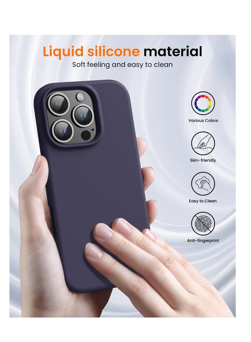 Aookay Compatible with iPhone 16 Pro Case, [Silky and Soft Touch Series] Premium Soft Liquid Silicone Rubber Full-Body Protective Bumper Case for iPhone 16 Pro(Dark purple) - Image 3