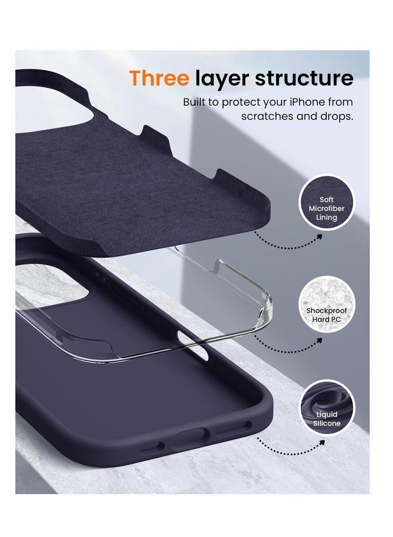 Aookay Compatible with iPhone 16 Pro Case, [Silky and Soft Touch Series] Premium Soft Liquid Silicone Rubber Full-Body Protective Bumper Case for iPhone 16 Pro(Dark purple) - Image 5