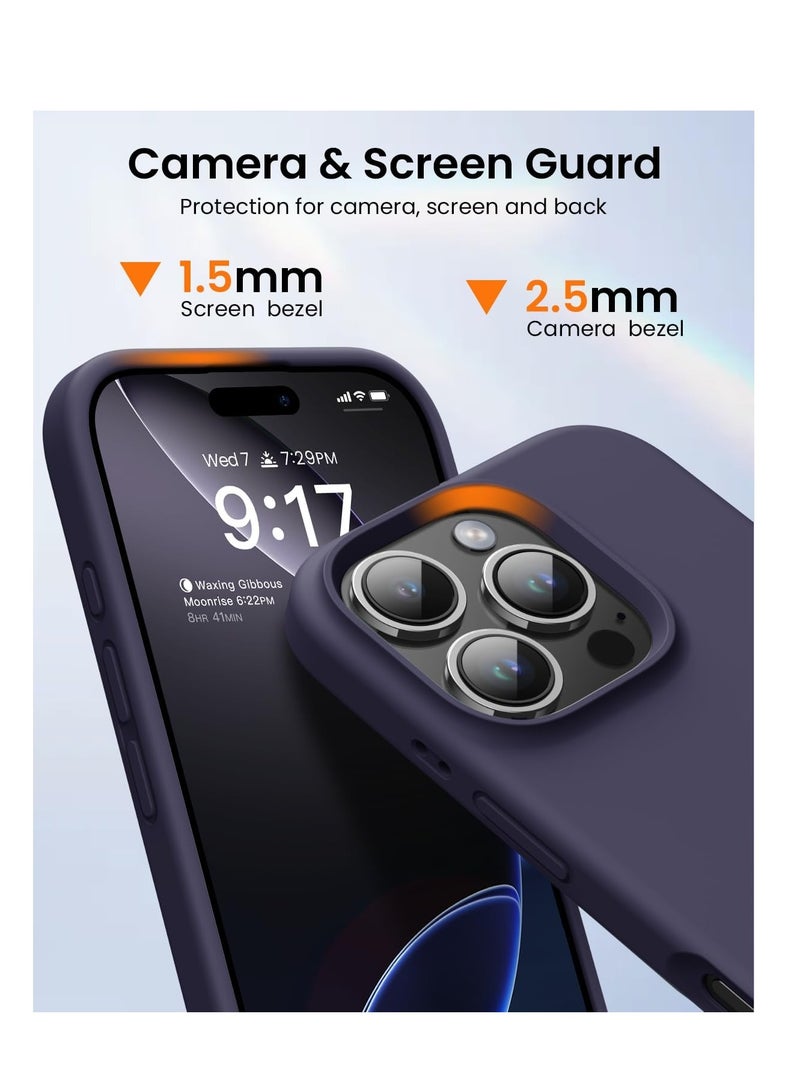Aookay Compatible with iPhone 16 Pro Case, [Silky and Soft Touch Series] Premium Soft Liquid Silicone Rubber Full-Body Protective Bumper Case for iPhone 16 Pro(Dark purple) - Image 4