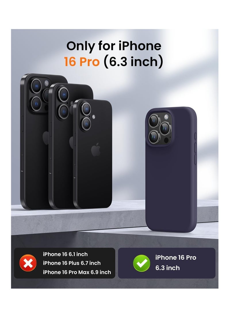 Aookay Compatible with iPhone 16 Pro Case, [Silky and Soft Touch Series] Premium Soft Liquid Silicone Rubber Full-Body Protective Bumper Case for iPhone 16 Pro(Dark purple) - Image 2