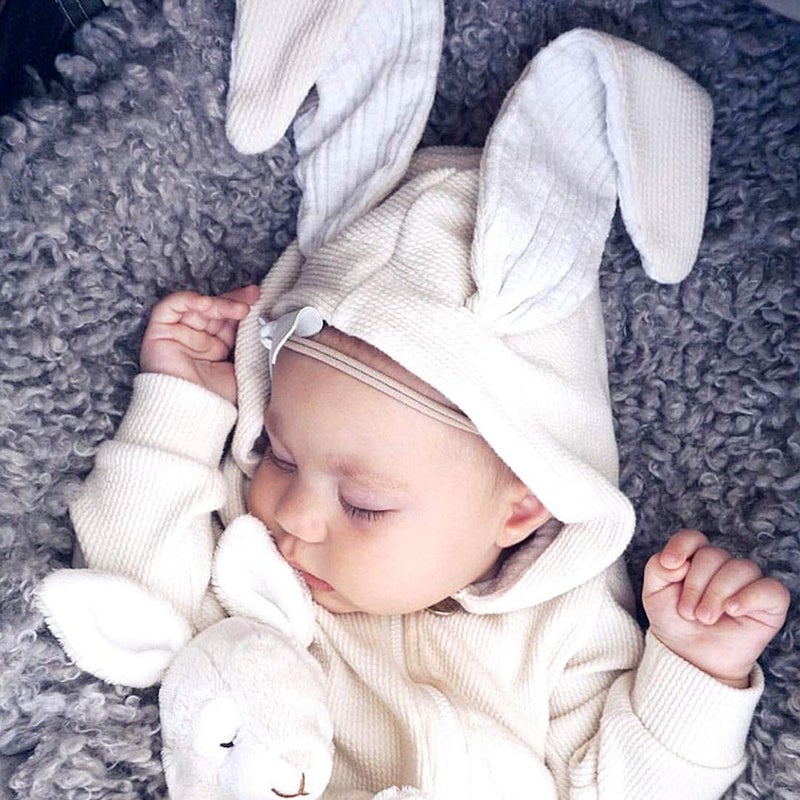 Simplee kids Animal Bunny Baby Easter Clothes Long Ear Rabbit Hoodie Romper with Zipper - Image 3