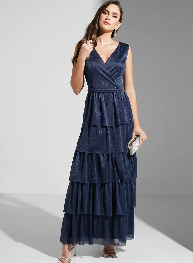 Namshi x Maryam Shimmer Tiered Gown