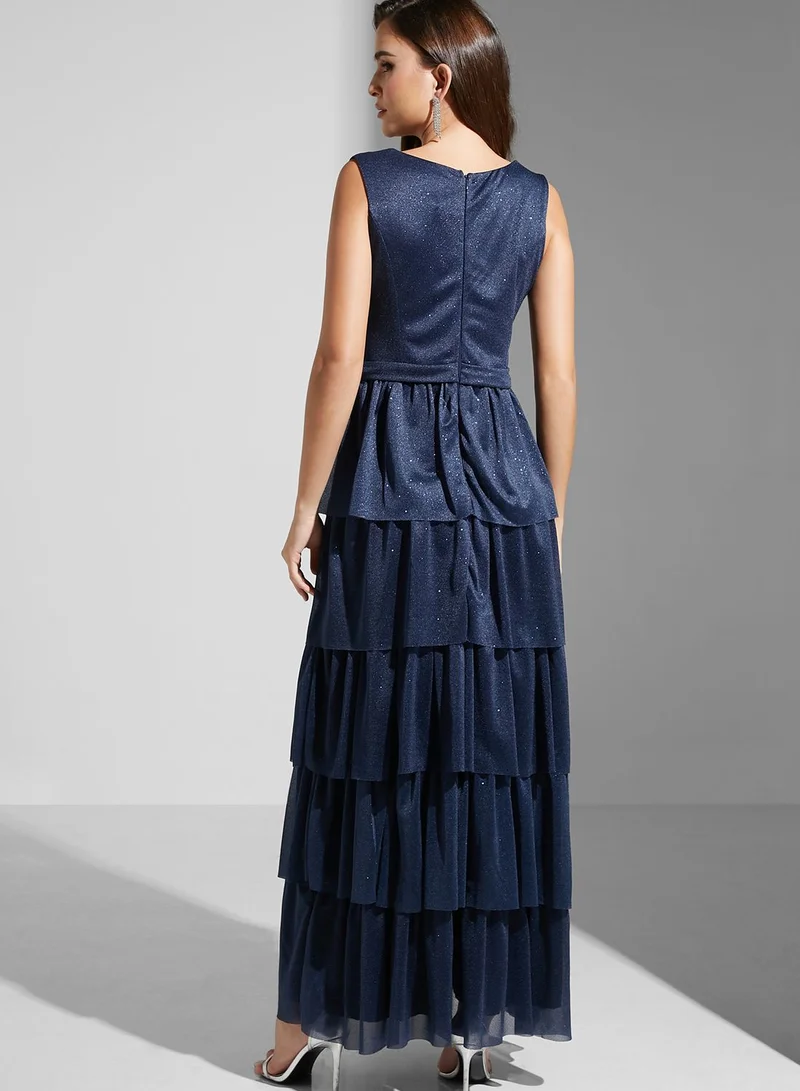Namshi x Maryam Shimmer Tiered Gown