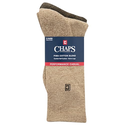 Chaps جوارب كتان رايون للرجال من تشابس - مجموعة ألوان صلبة متنوعة وشرائط حقيقية، كاكي (3 أزواج)، مقاس الحذاء: 6-12 - Image 4