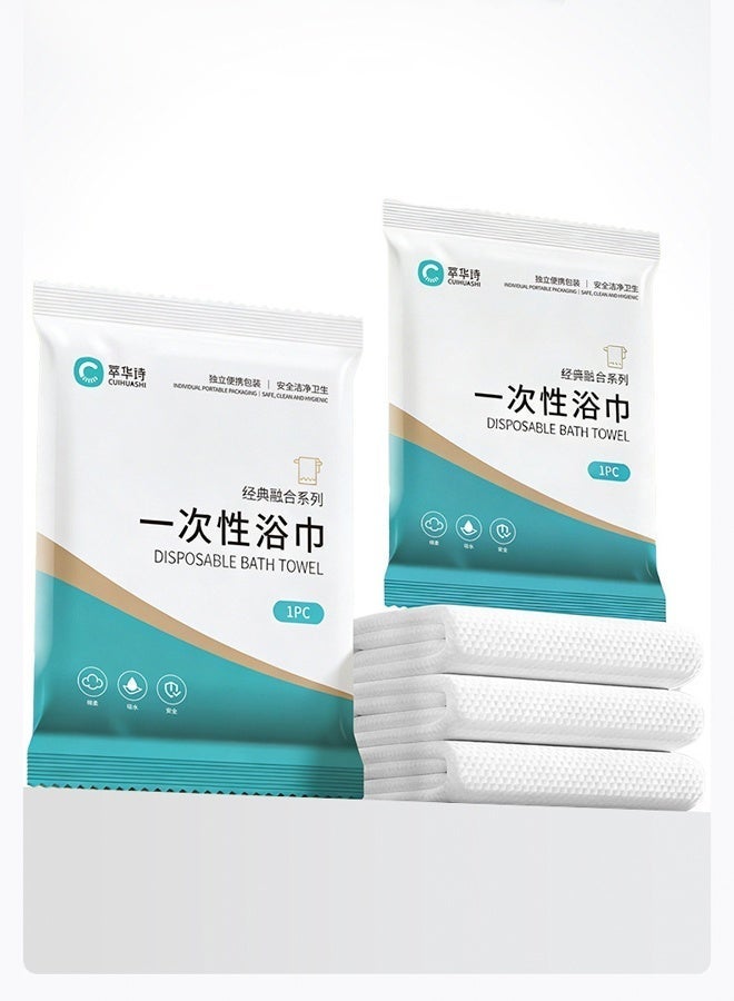 2 Packs Disposable Cotton Bath Towels, Ultra Soft Thick Body Towels, Individually Wrapped, High Absorbent Portable Travel Towels for Hotel, Salon, Beach, Swimming, Camping, Hiking - Image 1