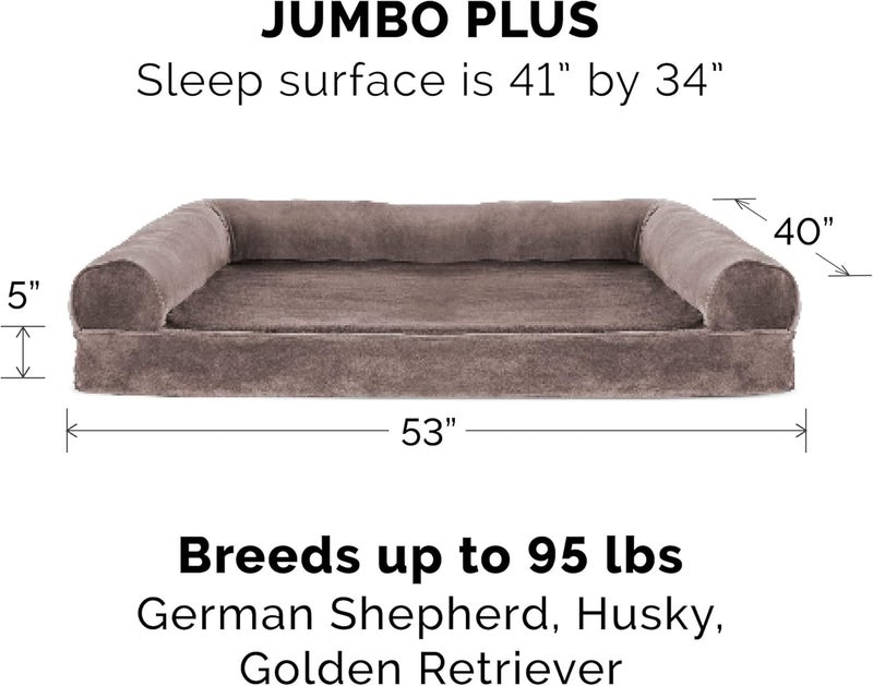 Furhaven Pet Dog Bed Cover | Faux Fur & Velvet Traditional Sofa-Style Living Room Couch Pet Bed Replacement Cover for Dogs & Cats, Driftwood Brown, Jumbo Plus - Image 3