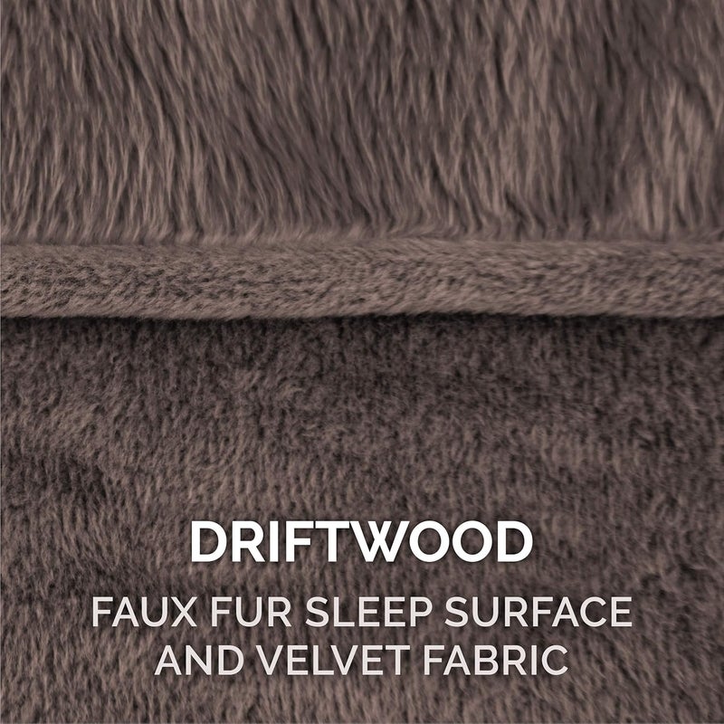 Furhaven Pet Dog Bed Cover | Faux Fur & Velvet Traditional Sofa-Style Living Room Couch Pet Bed Replacement Cover for Dogs & Cats, Driftwood Brown, Jumbo Plus - Image 4