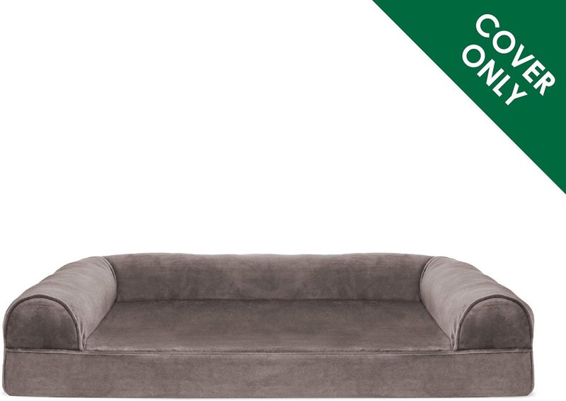 Furhaven Pet Dog Bed Cover | Faux Fur & Velvet Traditional Sofa-Style Living Room Couch Pet Bed Replacement Cover for Dogs & Cats, Driftwood Brown, Jumbo Plus - Image 2