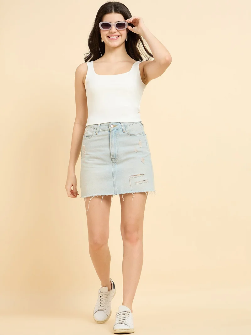 Outzidr White White Square Neck Tank Top for Women | Best Price UAE