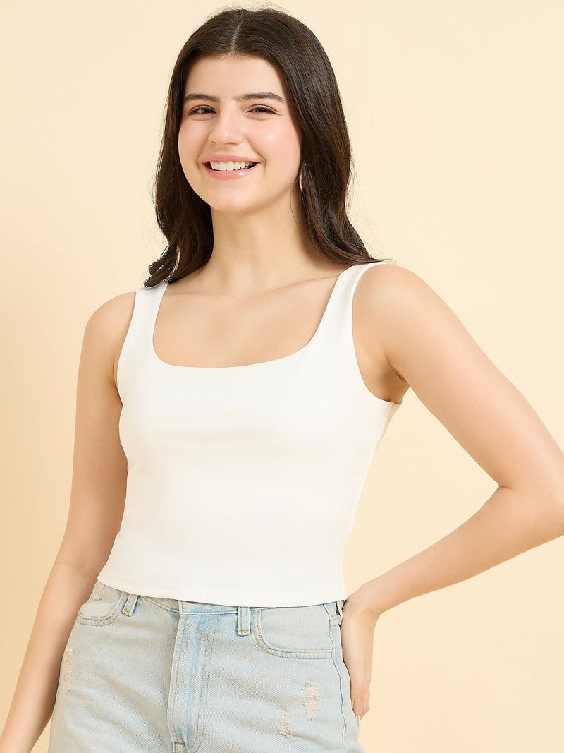OUTZIDR White Square Neck Tank Top - Image 3