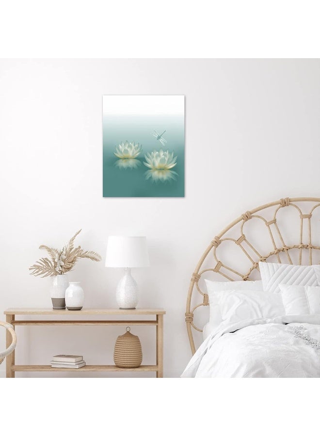 Home Trove Hvest Dragonfly With Water Lily Flowers Canvas Wall Zen Spa Picture Printed Artwork For Living Room Bedroom Bathroom Wall Decor, Stretched And Framed Ready To Hang, 12X16 Inches - Image 5