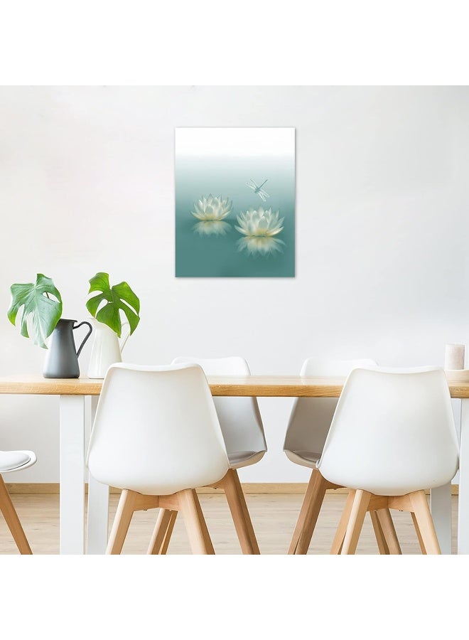 Home Trove Hvest Dragonfly With Water Lily Flowers Canvas Wall Zen Spa Picture Printed Artwork For Living Room Bedroom Bathroom Wall Decor, Stretched And Framed Ready To Hang, 12X16 Inches - Image 3