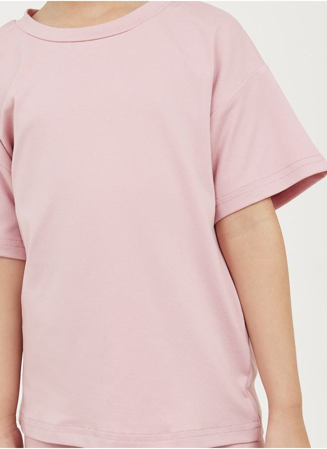 Styli - Solid Drop Shoulder T-Shirt & Shorts Set - Image 1