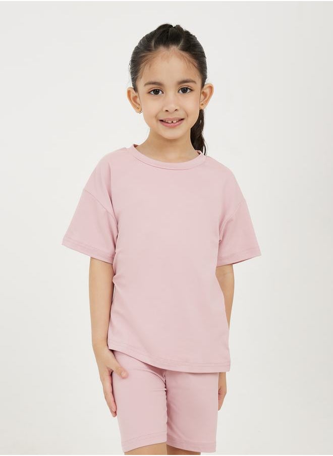 Styli - Solid Drop Shoulder T-Shirt & Shorts Set - Image 1