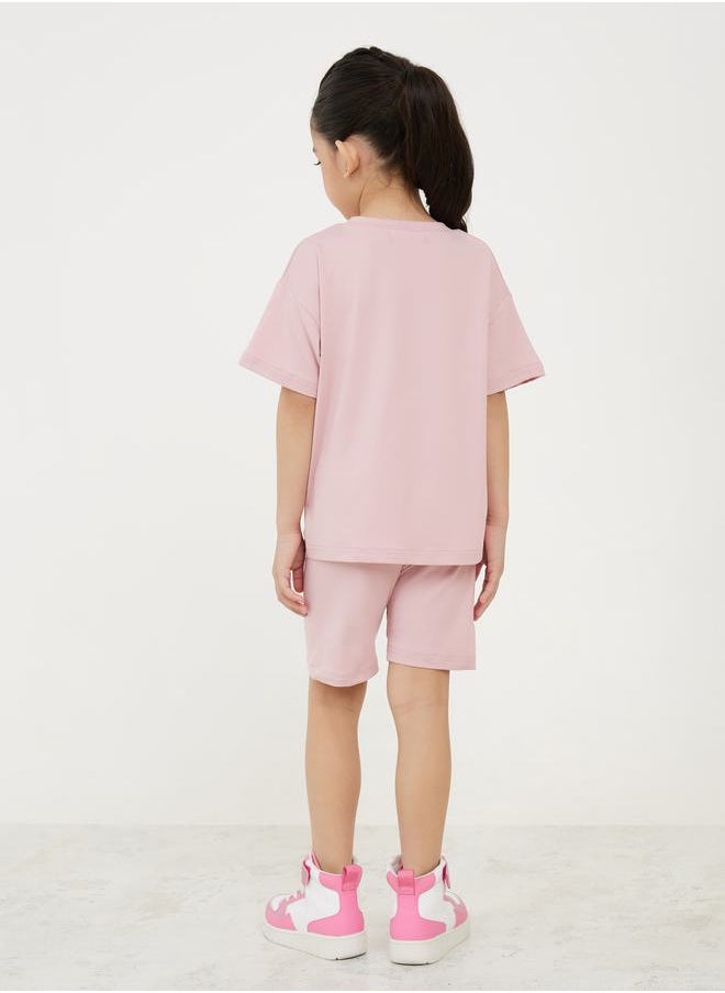 Styli - Solid Drop Shoulder T-Shirt & Shorts Set - Image 1