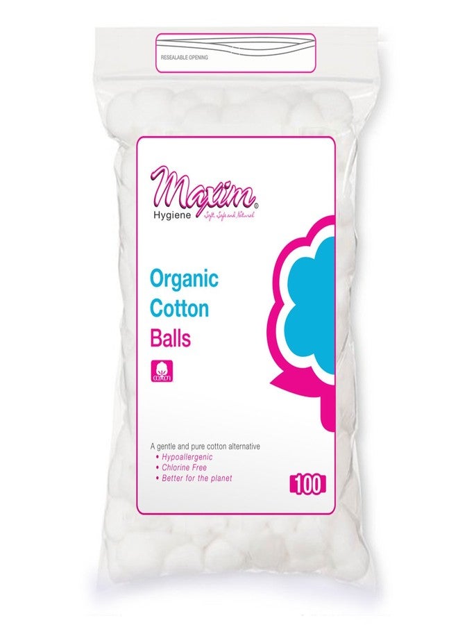 Maxim Organic Cotton Balls by Maxim (100 Count): Hypoallergenic 100% Natural White Cotton for Sensitive Skin - Chlorine Free, Chemical Free, Eco Friendly - Image 1